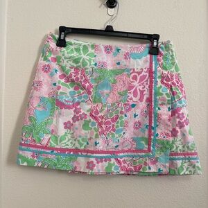 Lilly Pulitzer Pink Green Blue Patchwork Mini Skirt Size 6